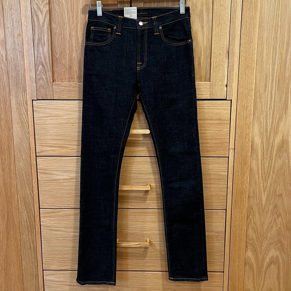 Nudie Jeans Tube Tom Slim Jeans Dark Wash Rinse 28W 32L NWT Neutral Capsule
